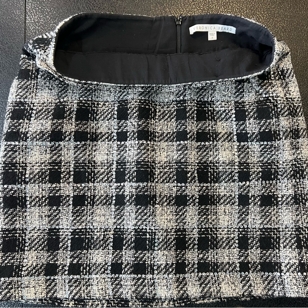 Veronica Beard Monochrome Checkered Skirt